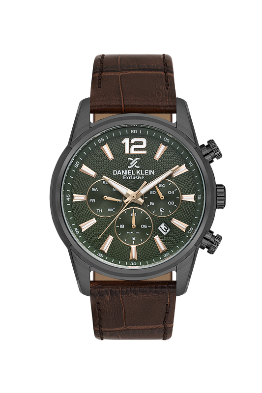 DANIEL KLEIN  DK.1.14063-5 BROWN LEATHER BAND GREEN DIAL  FOR MEN