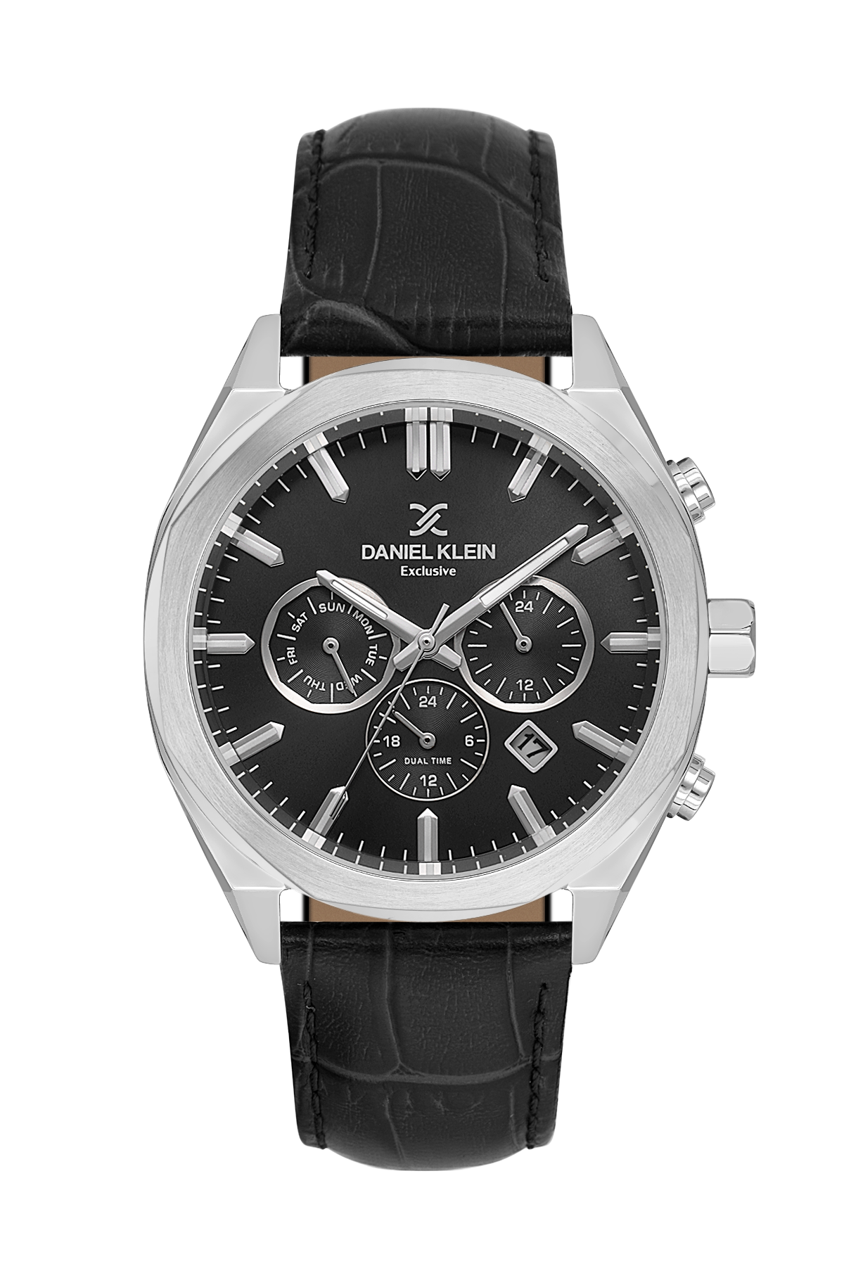 DANIEL KLEIN  DK.1.14065-2 BLACK LEATHER BAND BLACK DIAL  FOR MEN