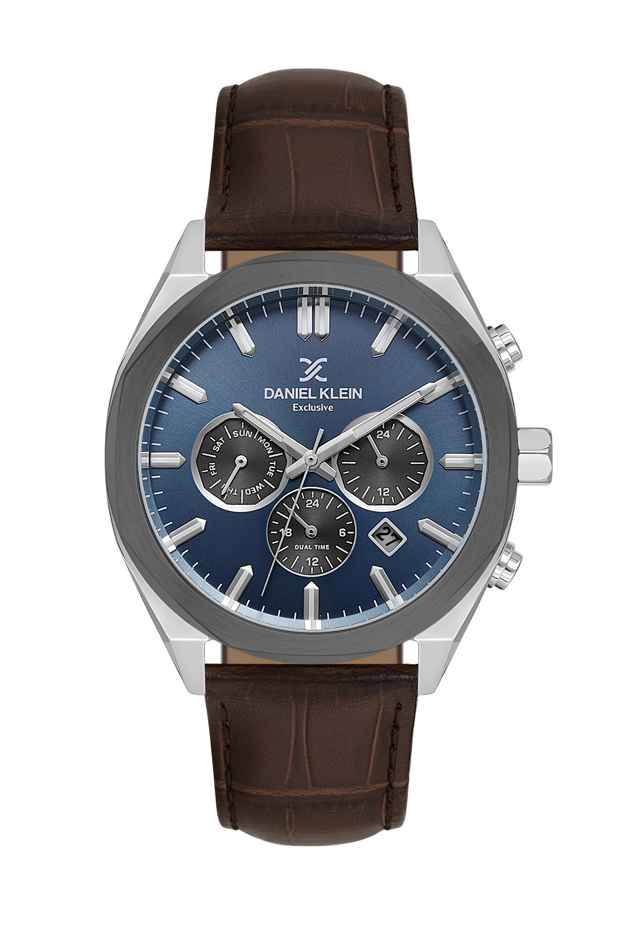 DANIEL KLEIN  DK.1.14065-5 BROWN LEATHER BAND NAVY BLUE DIAL  FOR MEN