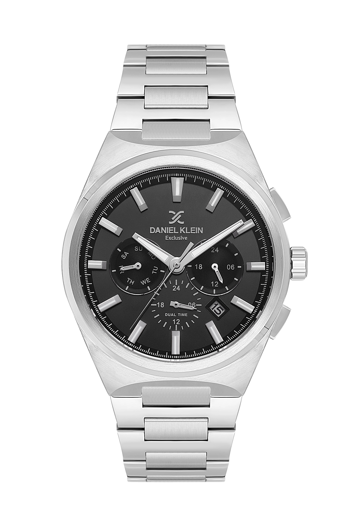 DANIEL KLEIN  DK.1.14069-2 SILVER STEEL BAND BLACK DIAL  FOR MEN