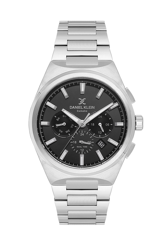 DANIEL KLEIN  DK.1.14069-2 SILVER STEEL BAND BLACK DIAL  FOR MEN