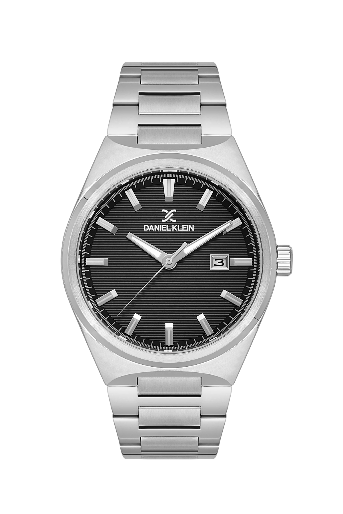 DANIEL KLEIN  DK.1.14070-2 SILVER STEEL BAND BLACK DIAL  FOR MEN