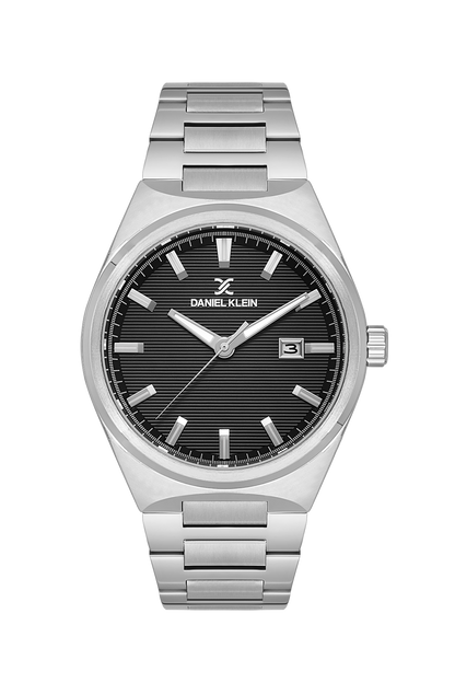 DANIEL KLEIN  DK.1.14070-2 SILVER STEEL BAND BLACK DIAL  FOR MEN