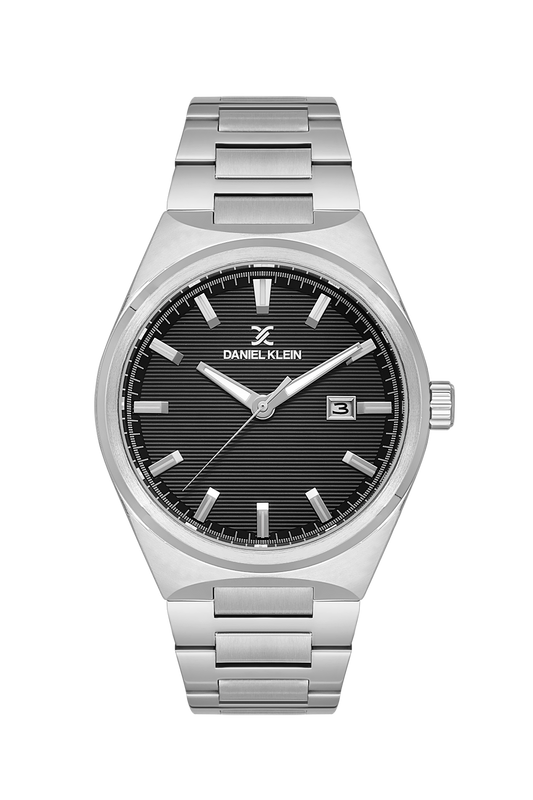 DANIEL KLEIN  DK.1.14070-2 SILVER STEEL BAND BLACK DIAL  FOR MEN