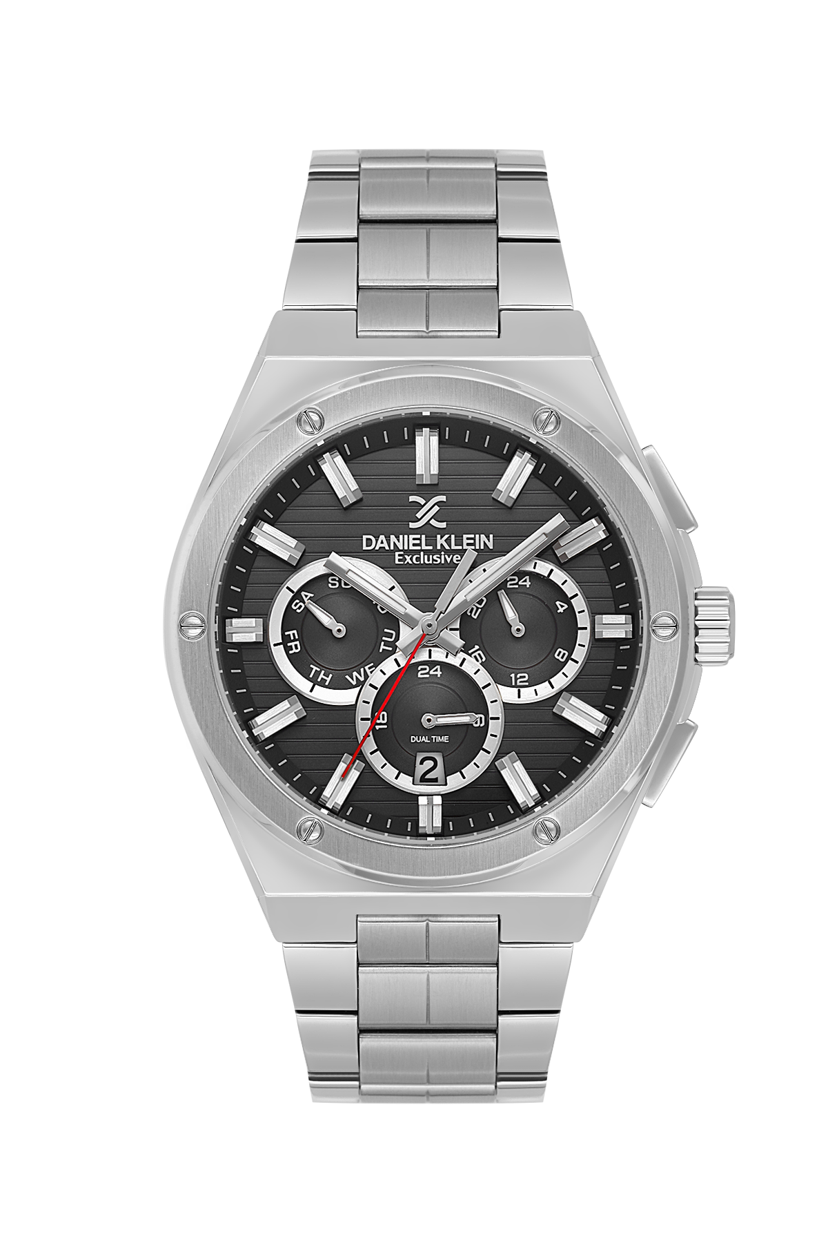 DANIEL KLEIN  DK.1.14071-2 SILVER STEEL BAND BLACK DIAL  FOR MEN