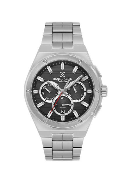 DANIEL KLEIN  DK.1.14071-2 SILVER STEEL BAND BLACK DIAL  FOR MEN