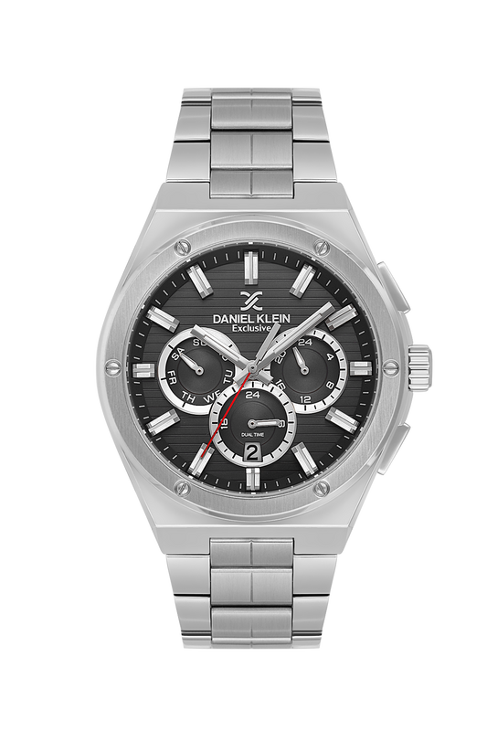 DANIEL KLEIN  DK.1.14071-2 SILVER STEEL BAND BLACK DIAL  FOR MEN