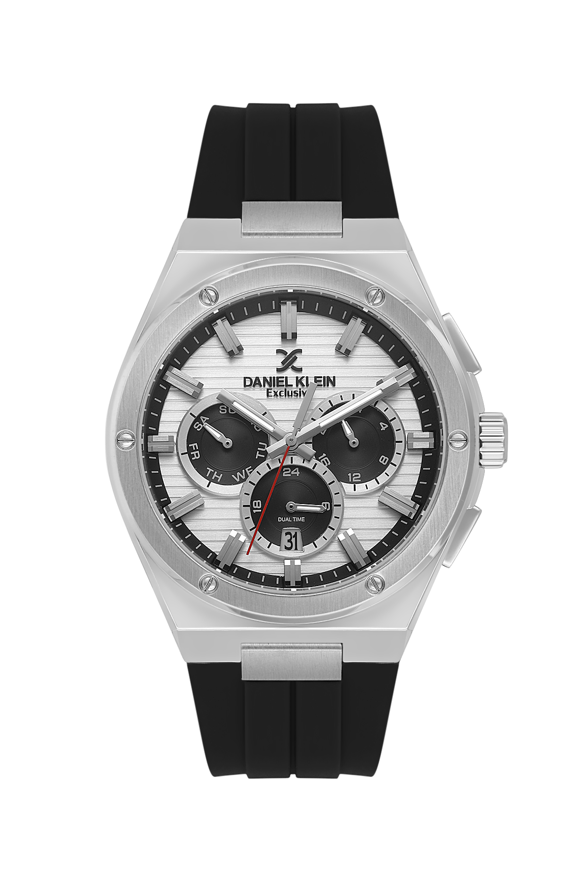 DANIEL KLEIN  DK.1.14072-1 BLACK RUBBER BAND WHITE DIAL  FOR MEN