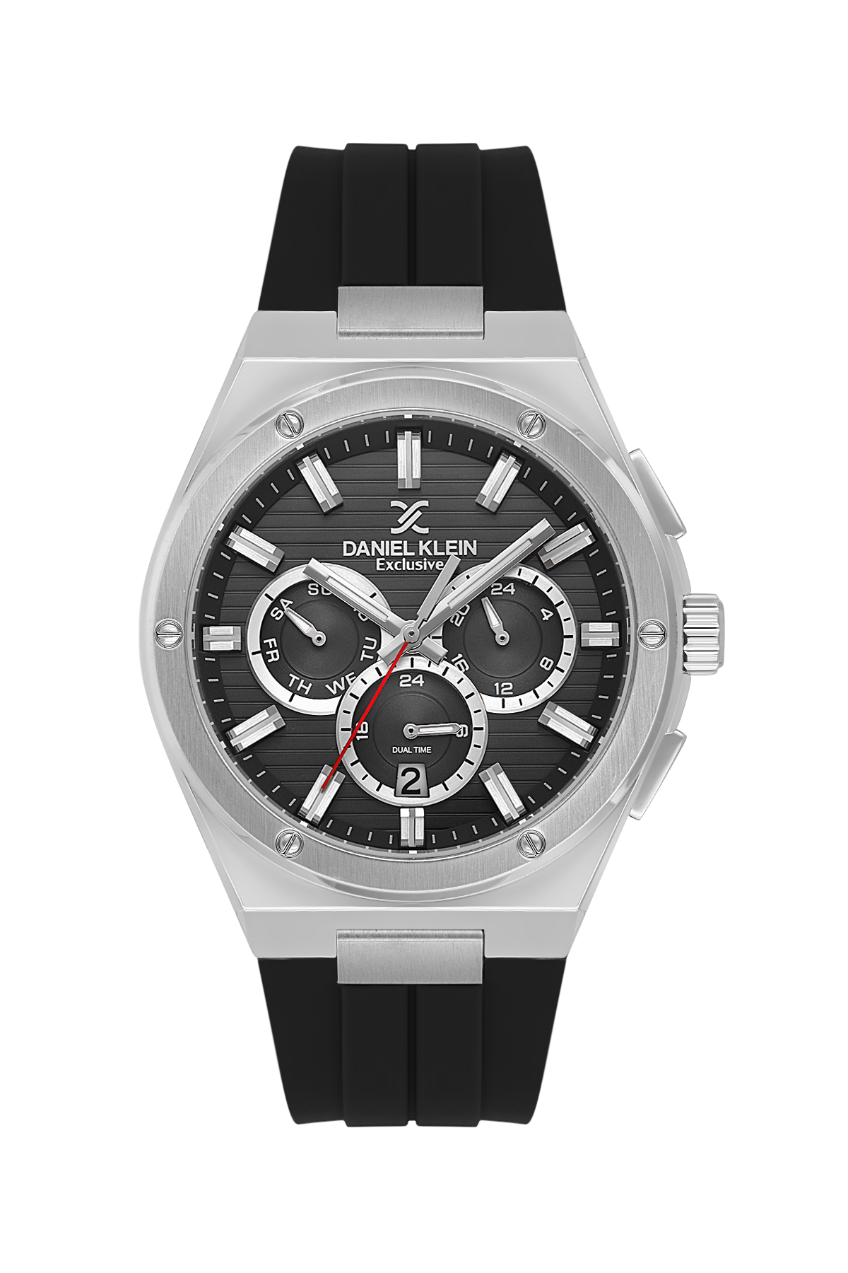 DANIEL KLEIN  DK.1.14072-2 BLACK RUBBER BAND BLACK DIAL  FOR MEN