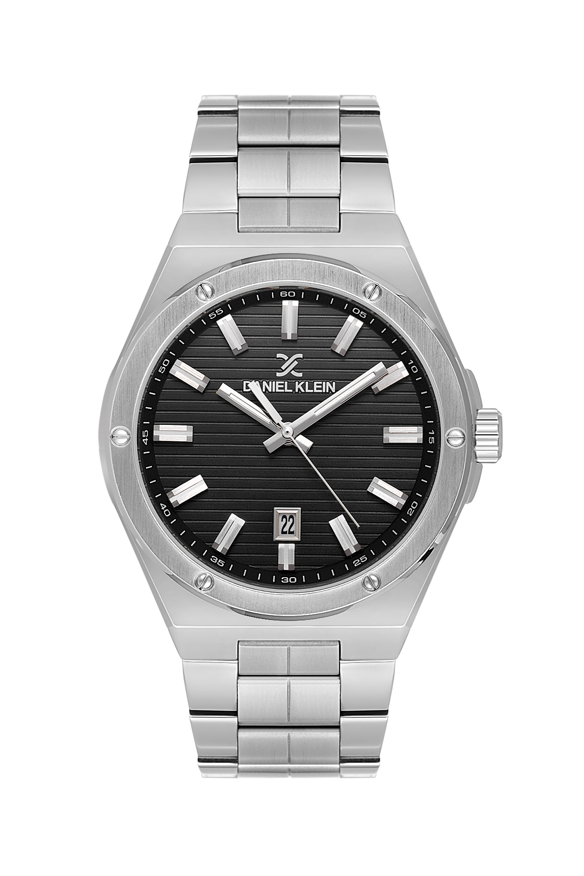 DANIEL KLEIN  DK.1.14073-2 SILVER STEEL BAND BLACK DIAL  FOR MEN