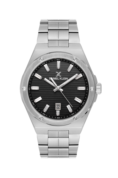 DANIEL KLEIN  DK.1.14073-2 SILVER STEEL BAND BLACK DIAL  FOR MEN