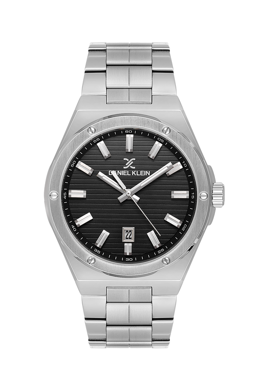 DANIEL KLEIN  DK.1.14073-2 SILVER STEEL BAND BLACK DIAL  FOR MEN