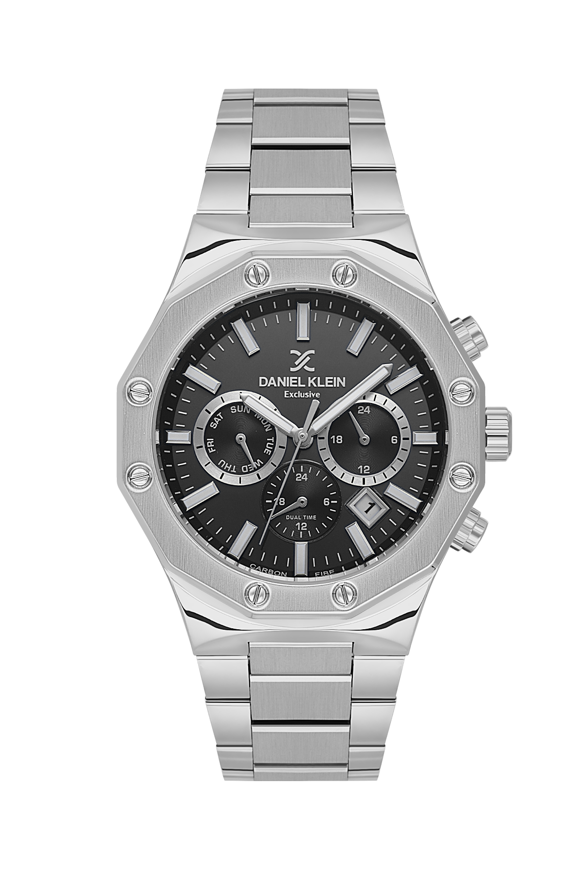 DANIEL KLEIN  DK.1.14074-1 SILVER STEEL BAND BLACK DIAL  FOR MEN