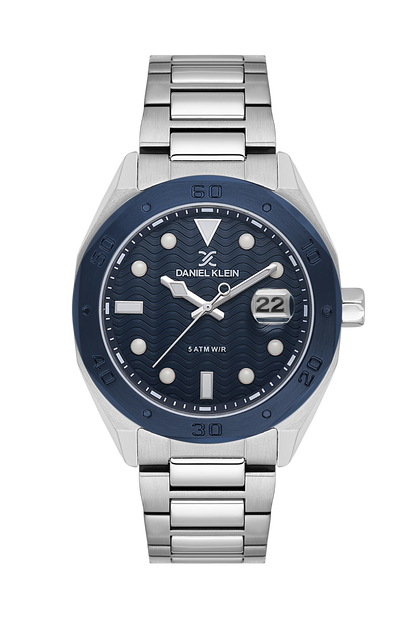 DANIEL KLEIN  DK.1.14076-3 SILVER STEEL BAND NAVY BLUE DIAL  FOR MEN