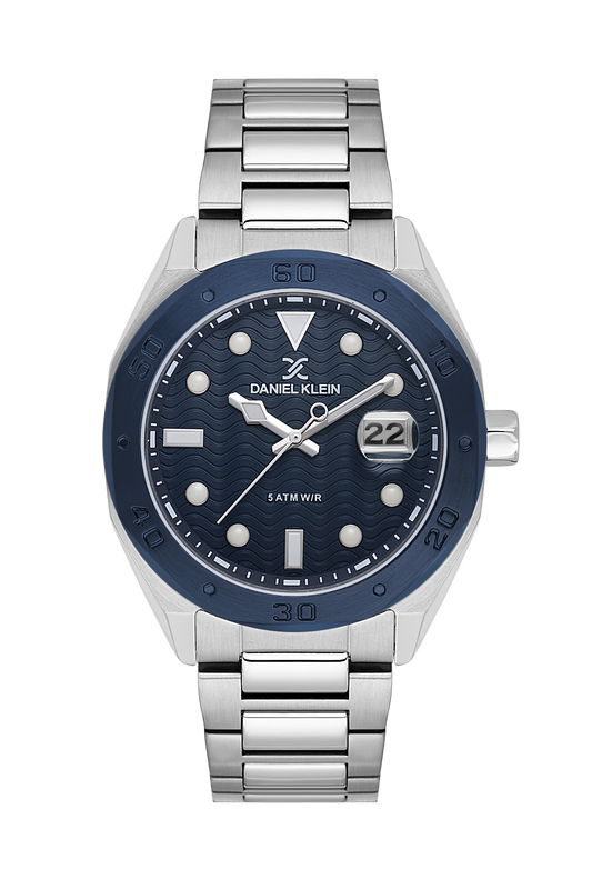 DANIEL KLEIN  DK.1.14076-3 SILVER STEEL BAND NAVY BLUE DIAL  FOR MEN