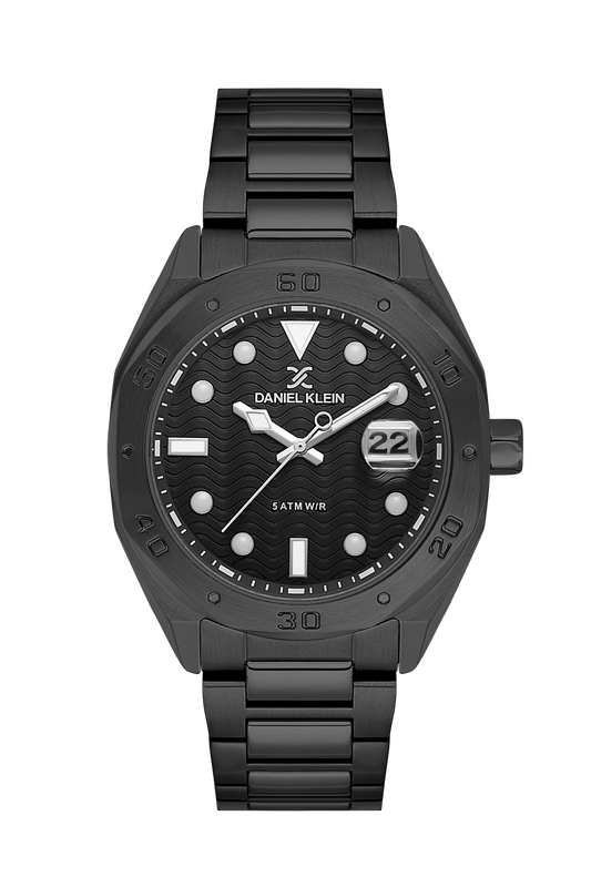 DANIEL KLEIN  DK.1.14076-5 BLACK STEEL BAND BLACK DIAL  FOR MEN