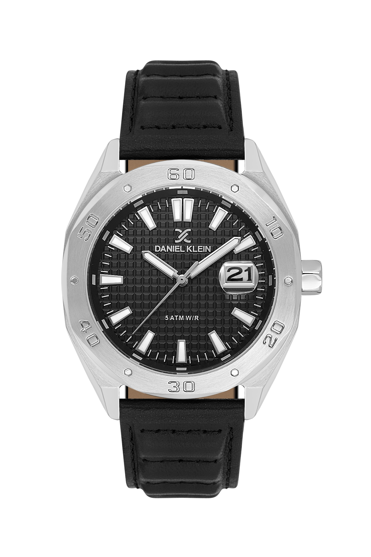 DANIEL KLEIN  DK.1.14077-1 BLACK LEATHER BAND BLACK DIAL  FOR MEN