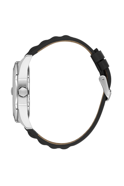 DANIEL KLEIN  DK.1.14077-1 BLACK LEATHER BAND BLACK DIAL  FOR MEN