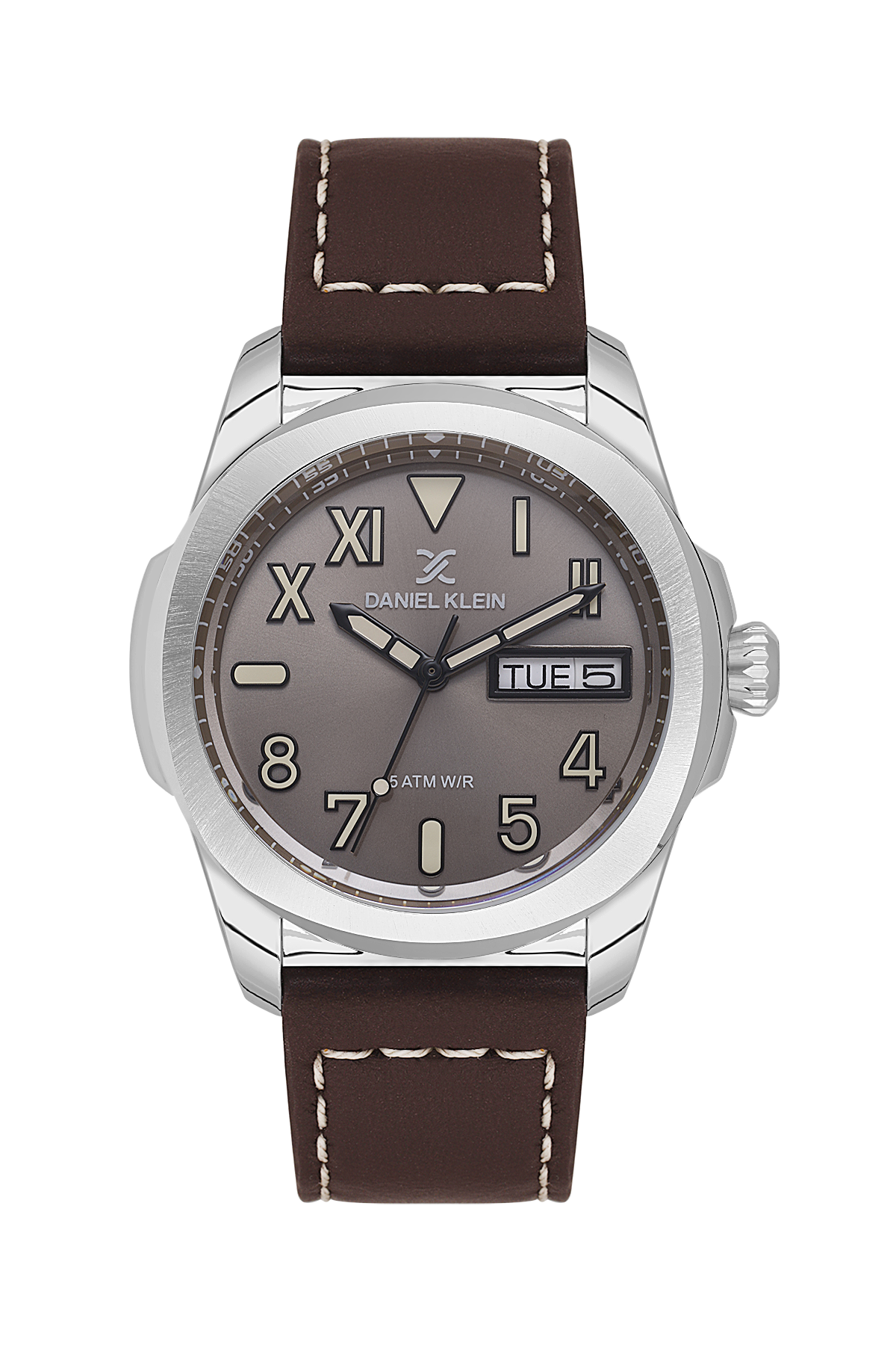 DANIEL KLEIN  DK.1.14078-1 BROWN LEATHER BAND GREY DIAL  FOR MEN