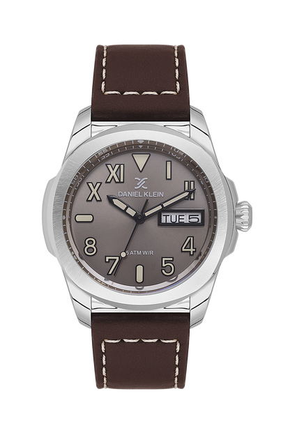 DANIEL KLEIN  DK.1.14078-1 BROWN LEATHER BAND GREY DIAL  FOR MEN