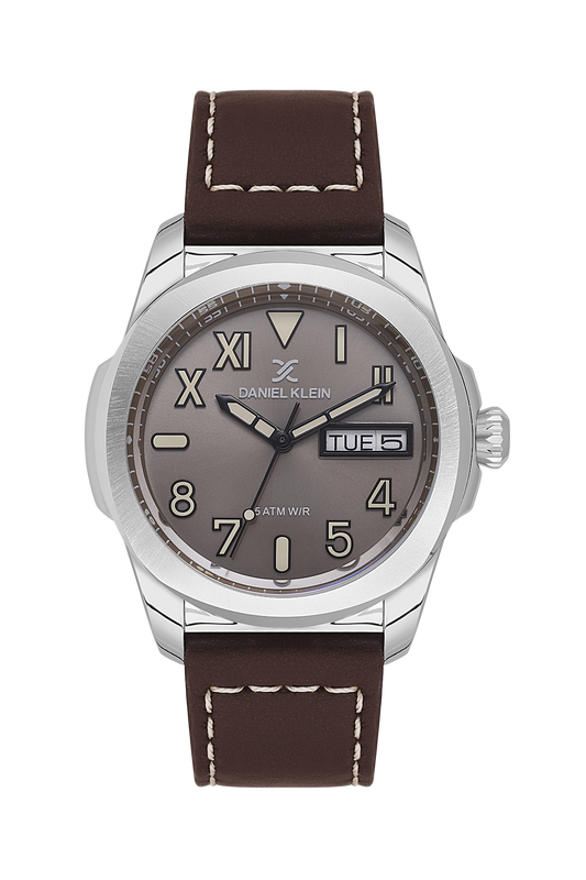 DANIEL KLEIN  DK.1.14078-1 BROWN LEATHER BAND GREY DIAL  FOR MEN