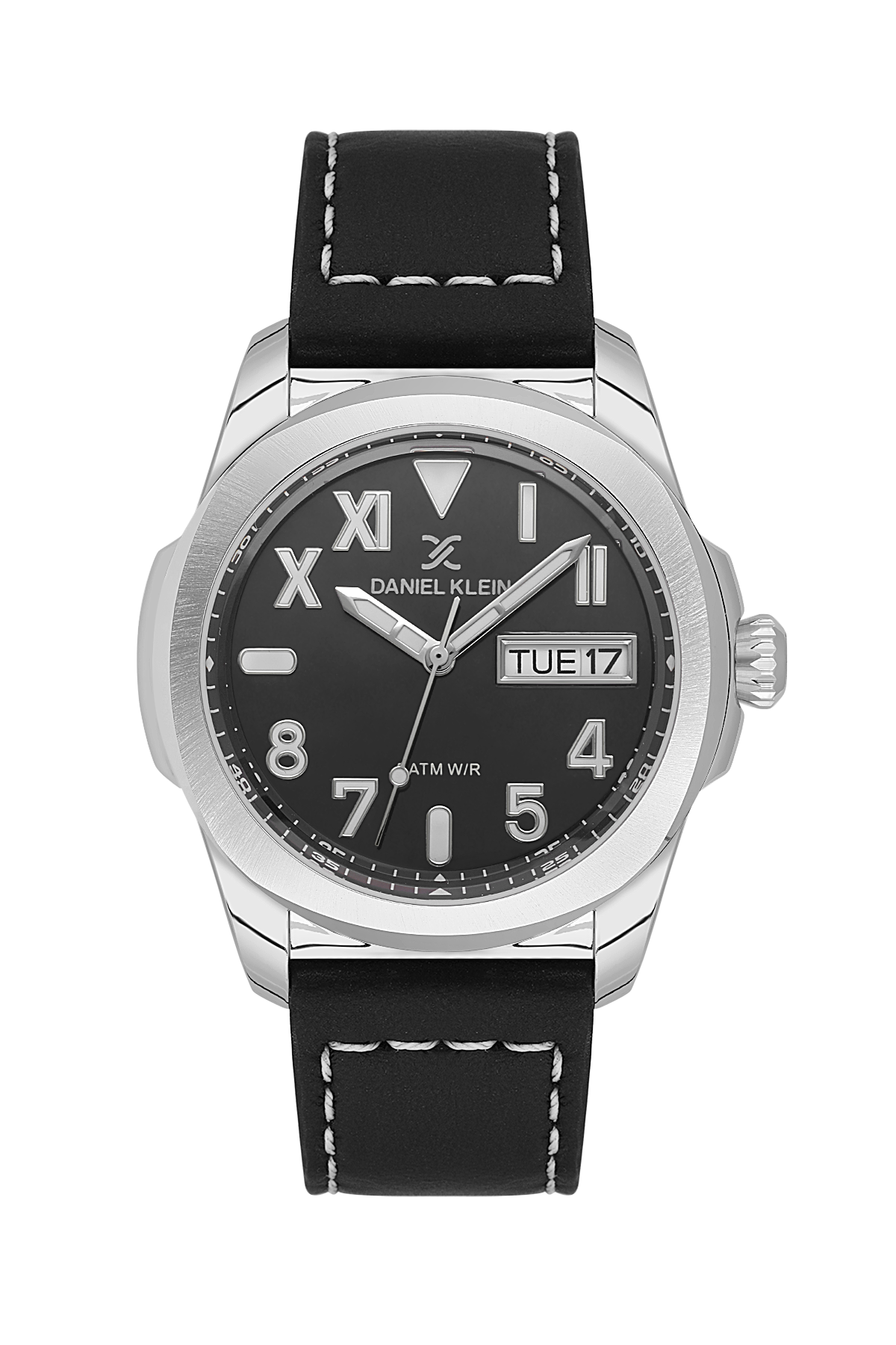 DANIEL KLEIN  DK.1.14078-2 BLACK LEATHER BAND BLACK DIAL  FOR MEN