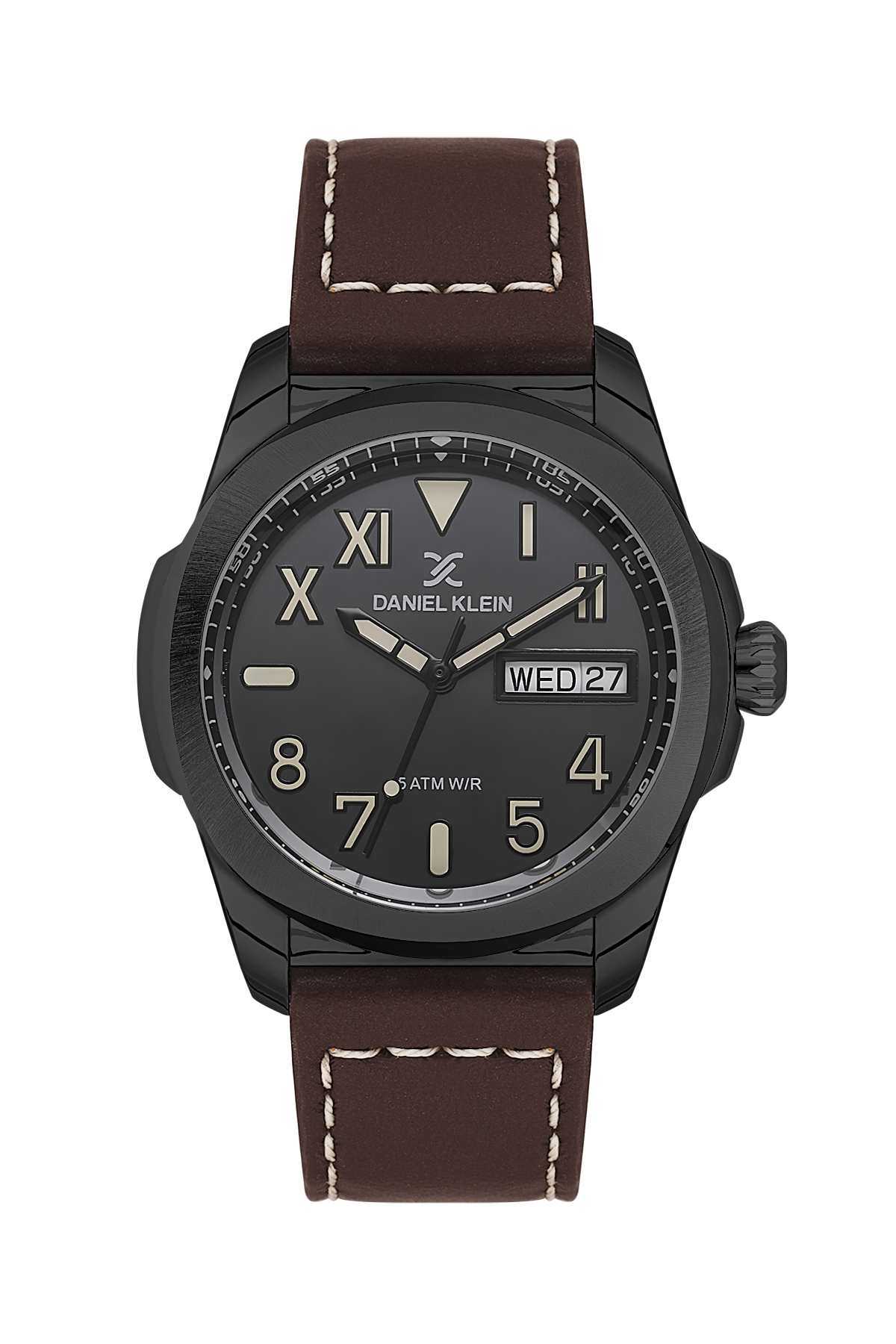 DANIEL KLEIN  DK.1.14078-6 BROWN LEATHER BAND BLACK DIAL  FOR MEN
