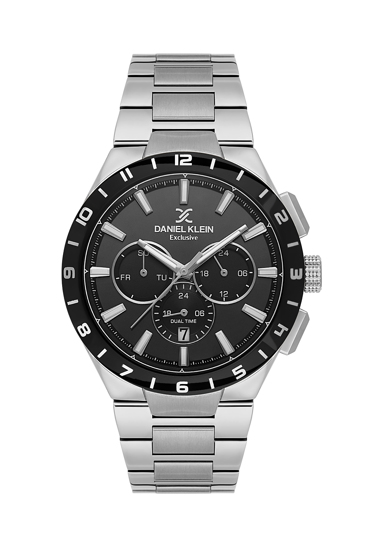 DANIEL KLEIN  DK.1.14079-1 SILVER STEEL BAND BLACK DIAL  FOR MEN