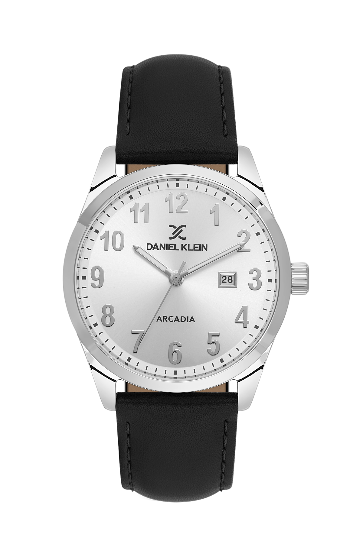 DANIEL KLEIN  DK.6.14084-1 BLACK LEATHER BAND SILVER DIAL  FOR MEN