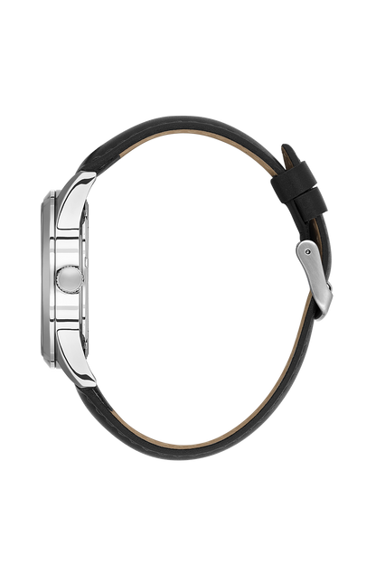 DANIEL KLEIN  DK.6.14084-1 BLACK LEATHER BAND SILVER DIAL  FOR MEN
