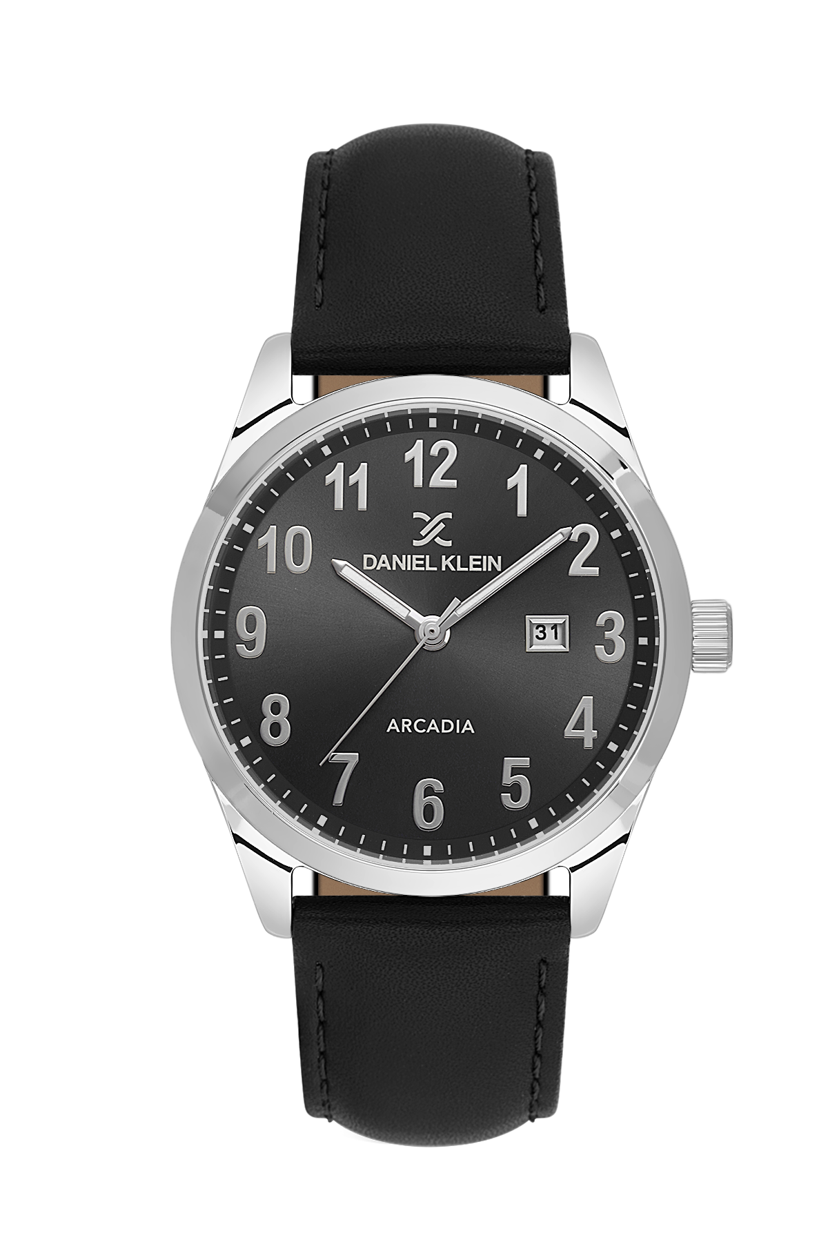 DANIEL KLEIN  DK.6.14084-2 BLACK LEATHER BAND BLACK DIAL  FOR MEN