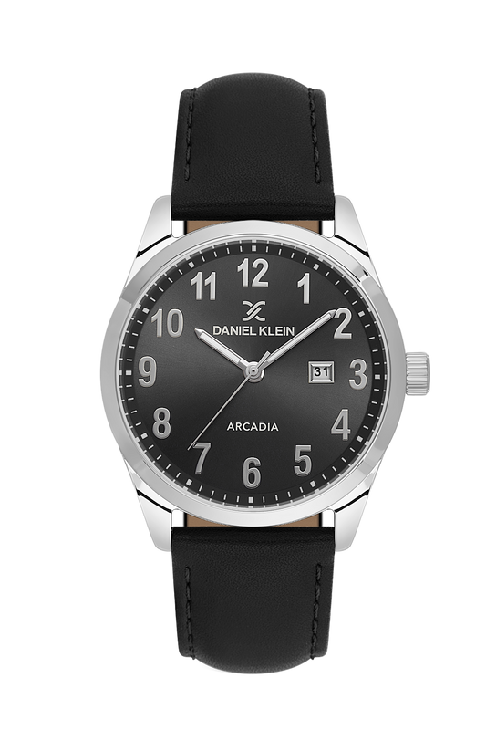 DANIEL KLEIN  DK.6.14084-2 BLACK LEATHER BAND BLACK DIAL  FOR MEN