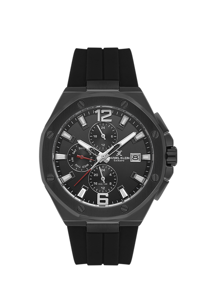 DANIEL KLEIN  DK.1.14092-1 BLACK RUBBER BAND BLACK DIAL  FOR MEN