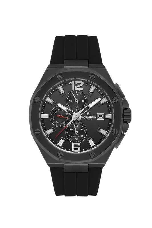 DANIEL KLEIN  DK.1.14092-1 BLACK RUBBER BAND BLACK DIAL  FOR MEN