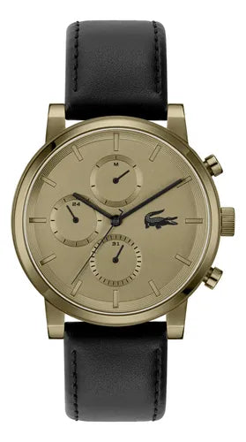 LACOSTE 2011483 BLACK LEATHER BAND BRONZE DIAL FOR MEN