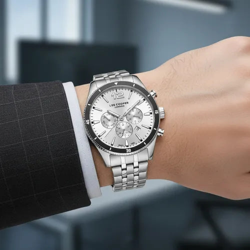LEE COOPER LC07641.330 SILVER STEEL BAND SILVER DIAL  FOR MEN