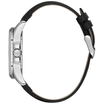 DANIEL KLEIN  DK.6.14036-2 SILVER LEATHER BAND BLACK DIAL  FOR MEN
