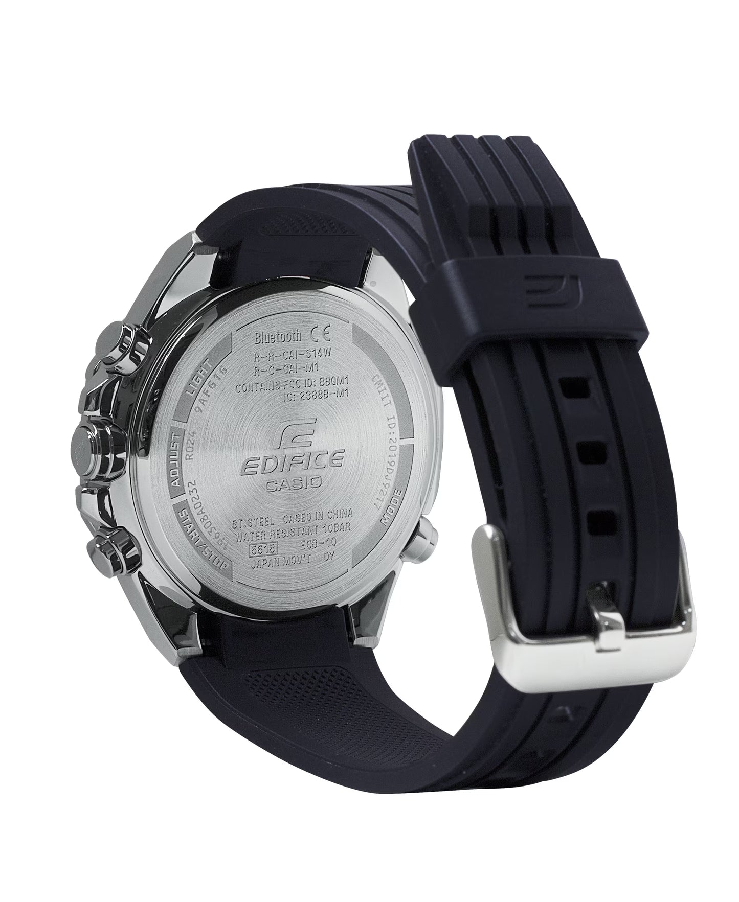 CASIO EDIFICE ECB-10P-1A BLACK RUBBER BAND BLACK DIAL  FOR MEN