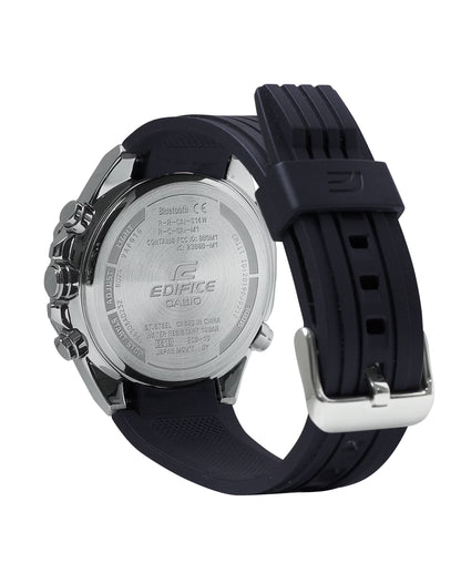 CASIO EDIFICE ECB-10P-1A BLACK RUBBER BAND BLACK DIAL  FOR MEN