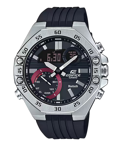 CASIO EDIFICE ECB-10P-1A BLACK RUBBER BAND BLACK DIAL  FOR MEN