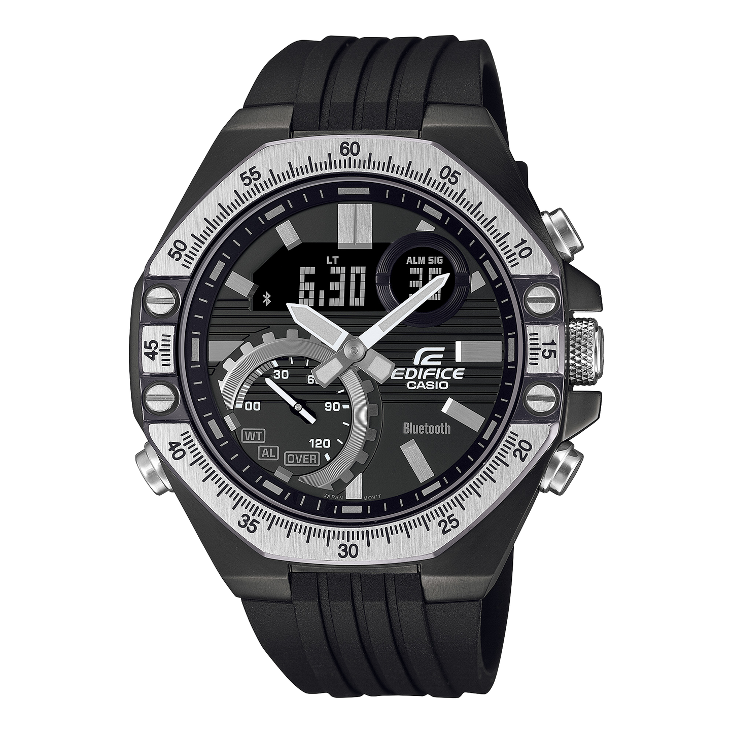 CASIO EDIFICE ECB-10TP-1A BLACK RUBBER BAND BLACK DIAL  FOR MEN