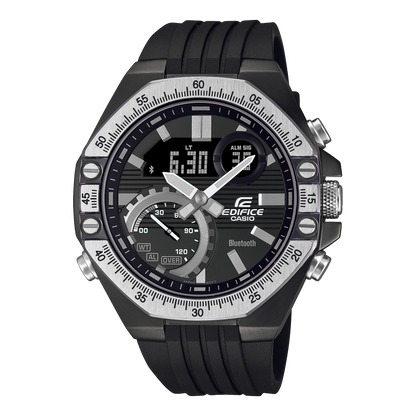 CASIO EDIFICE ECB-10TP-1A BLACK RUBBER BAND BLACK DIAL  FOR MEN