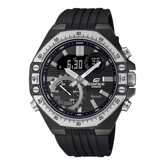 CASIO EDIFICE ECB-10TP-1A BLACK RUBBER BAND BLACK DIAL  FOR MEN