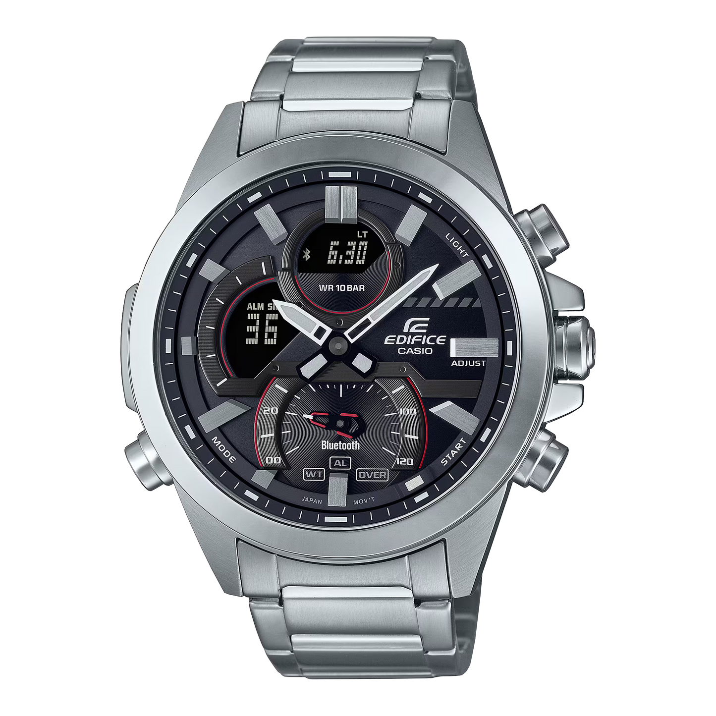 CASIO EDIFICE ECB-30D-1A SILVER STEEL BAND BLACK DIAL  FOR MEN