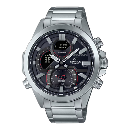 CASIO EDIFICE ECB-30D-1A SILVER STEEL BAND BLACK DIAL  FOR MEN