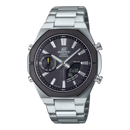 CASIO EDIFICE ECB-S10DB-1A SILVER STEEL BAND BLACK DIAL FOR MEN