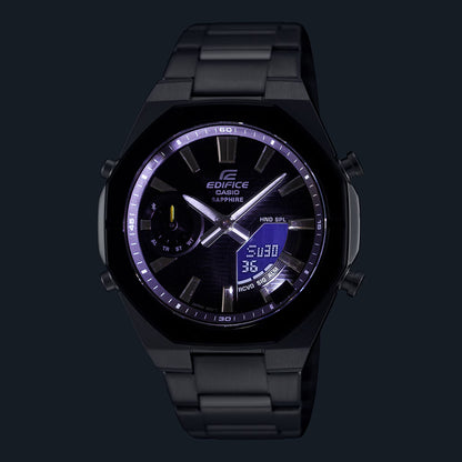 CASIO EDIFICE ECB-S10DB-1A SILVER STEEL BAND BLACK DIAL FOR MEN