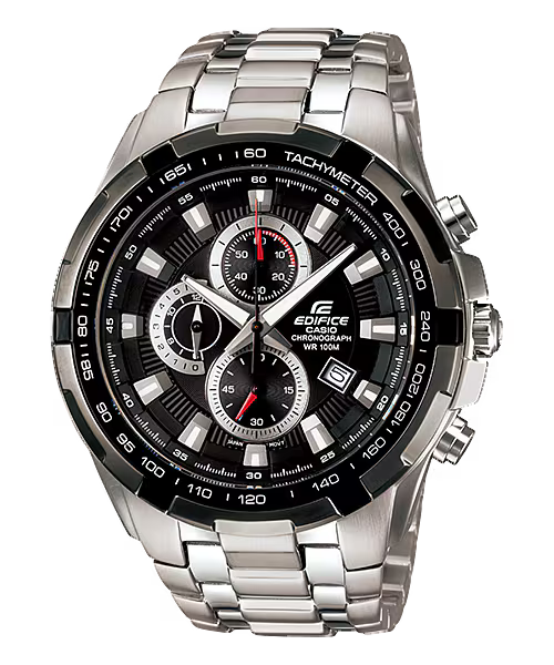 CASIO EDIFICE EF-539D-1A SILVER STEEL BAND BLACK DIAL  FOR MEN