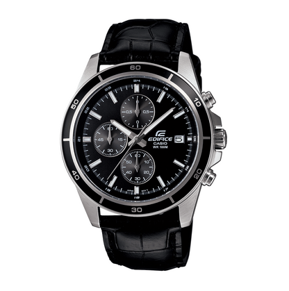 CASIO EDIFICE EFR-526L-1A BLACK LEATHER BAND BLACK DIAL  FOR MEN
