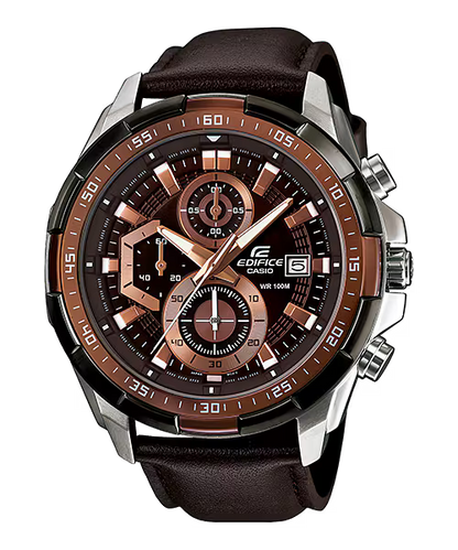 CASIO EDIFICE EFR-539L-5A BROWN LEATHER BAND BROWN DIAL  FOR MEN